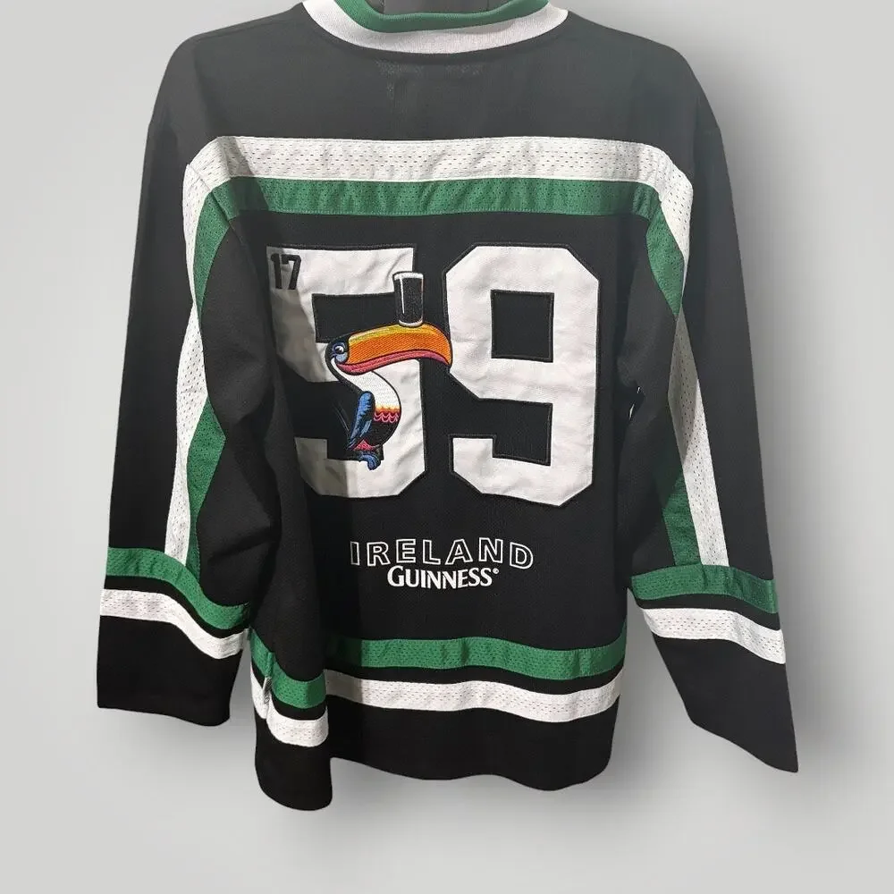 Guinness Beer Ireland Toucan Hockey Jersey Mens XL Black Embroidered 1759 - Picture 2 of 9